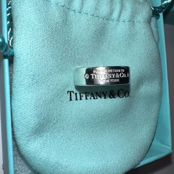 Like New, Authentic Tiffany & Co. Return To Tiffany 2 Diamond Ring Silver Ring - Picture 2 of 5